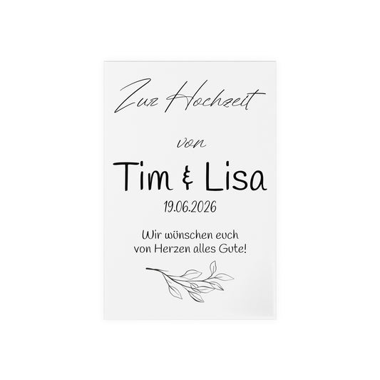 Personalisierte Acryl Tafel zur Hochzeit, mit Holzsockel - Daten Schild zur Hochzeit Geschenk zur Hochzeitsfeier
