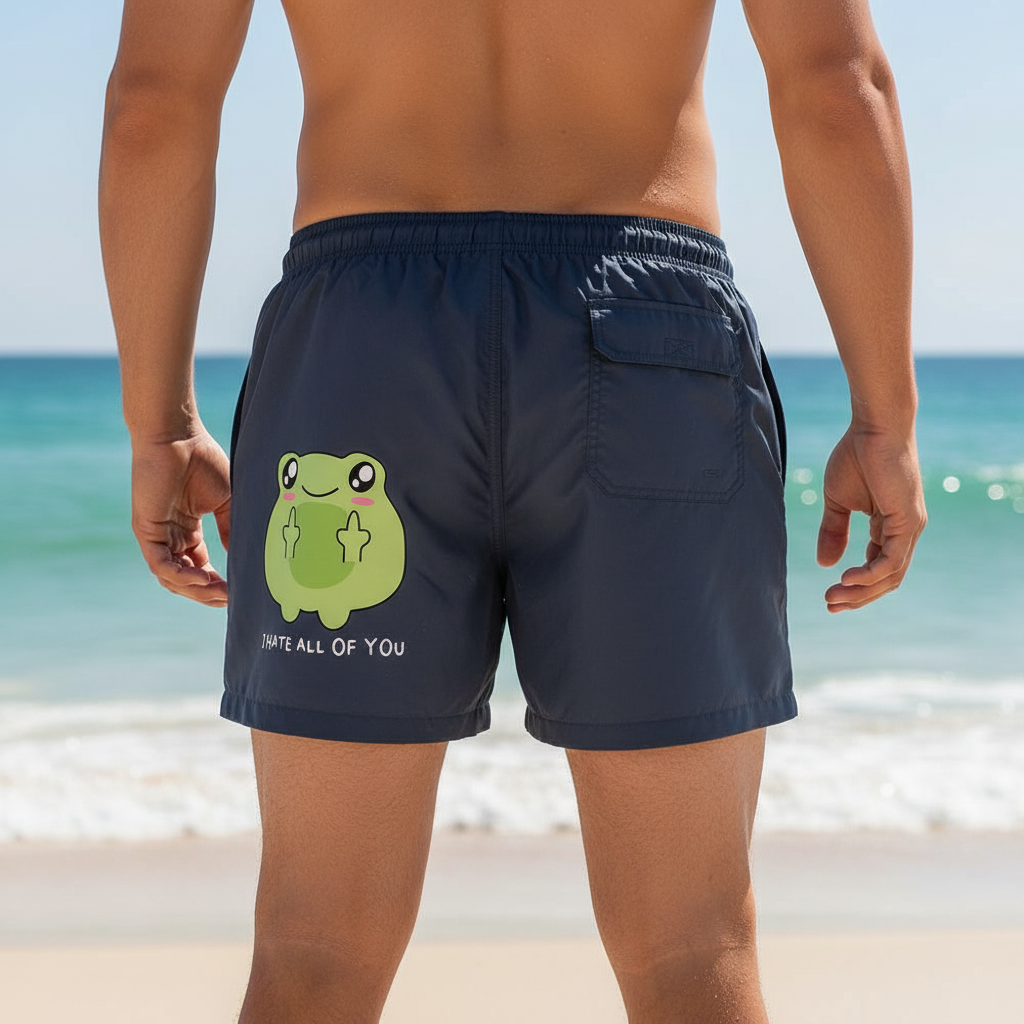 Frosch Badehose | I Hate All Of You | Moderne Swim Shorts mit Taschen