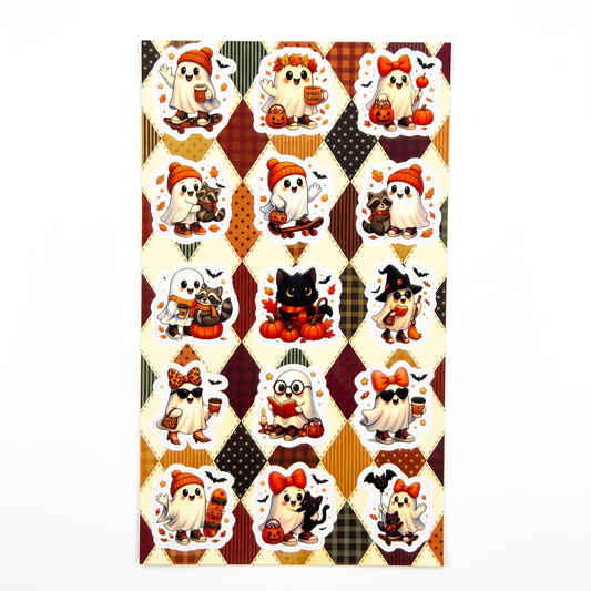 Halloween Sticker-Bogen „Kleine Gespenster“ mit 15 Aufklebern, freigestellt
