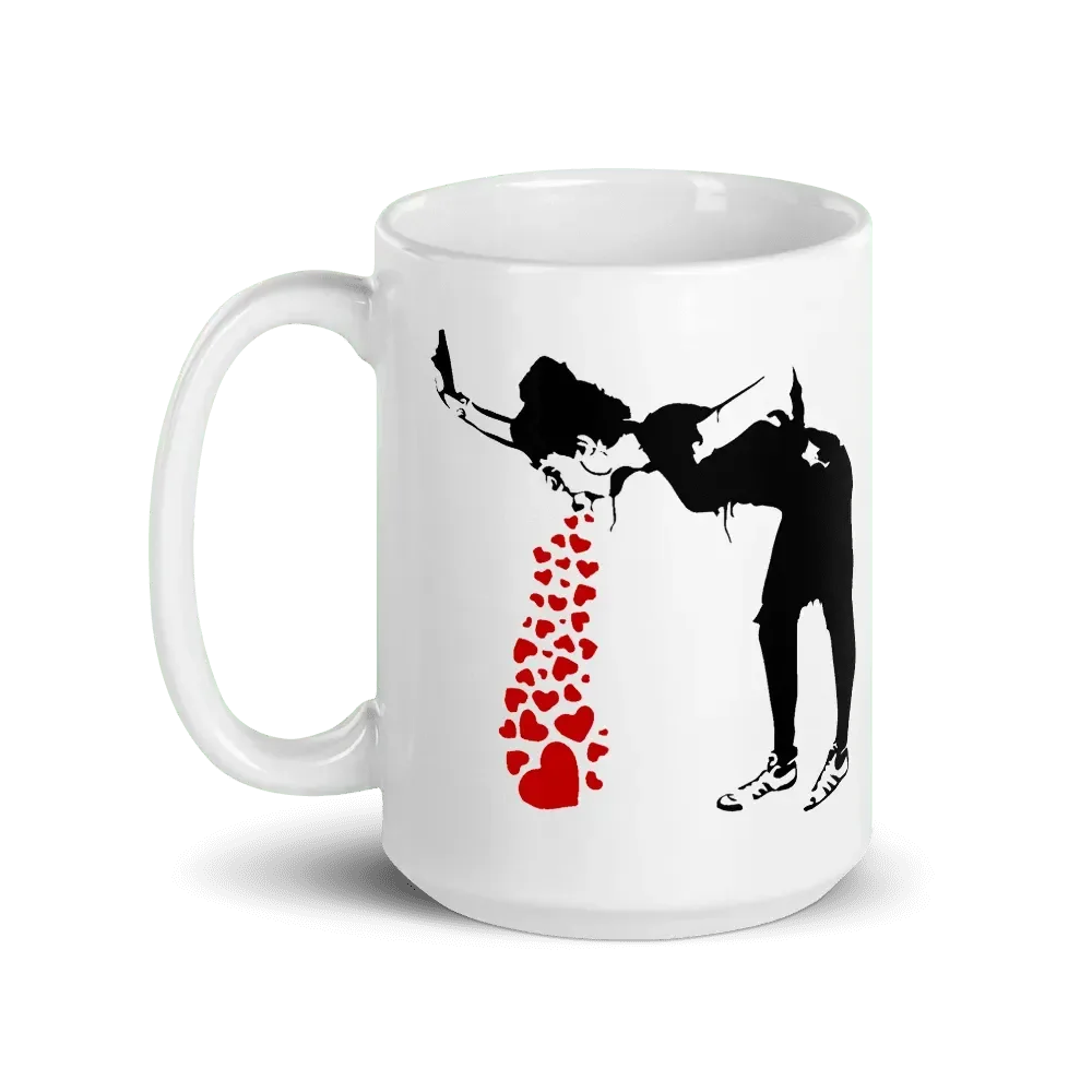 Tasse Banksy Lovesick Girl Throwing Up Hearts, 2002