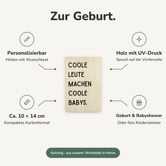 Erklärbild Zur Geburt. Personalisierbar: Hinten mit Wunschtext, Holz mit UV-Druck: Spruch auf der Vorderseite, Ca. 10 × 14 cm: Kompaktes Kartenformat, Geburt & Babyshower: Oder fürs Kinderzimmer