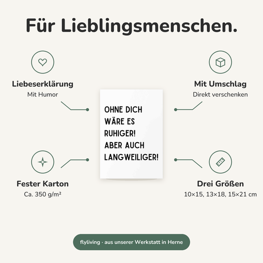 Erklärbild Für Lieblingsmenschen. Liebeserklärung: Mit Humor, Mit Umschlag: Direkt verschenken, Fester Karton: Ca. 350 g/m², Drei Größen: 10×15, 13×18, 15×21 cm