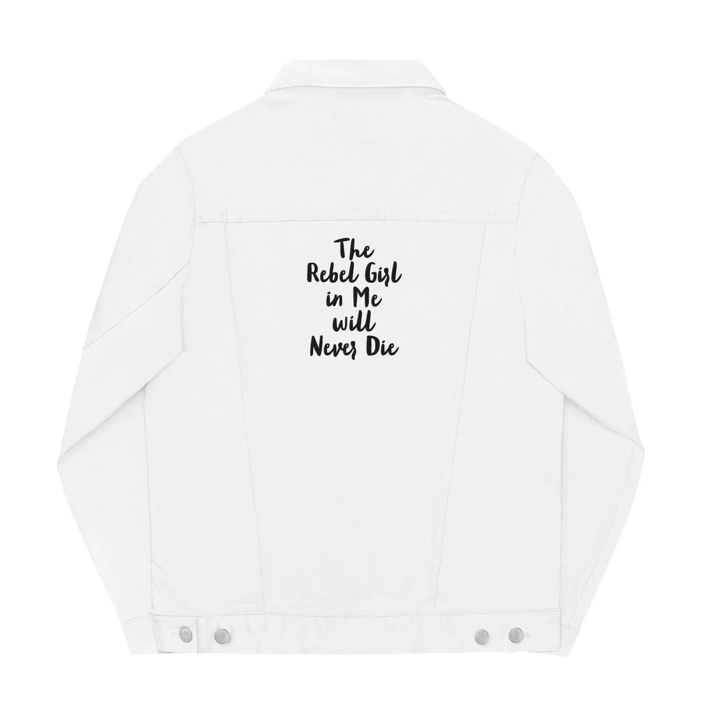 Denim Jacke "The Rebel Girl in Me Will Never Die", weiß