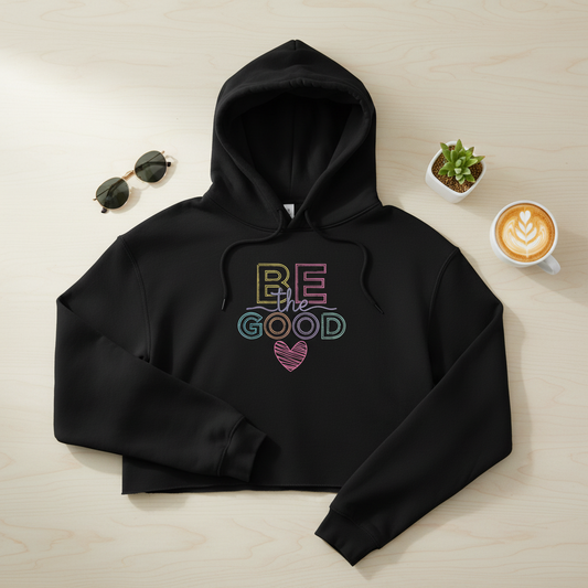 Crop-Hoodie „Be Good“ | Gekürzter Bio-Look für Frauen