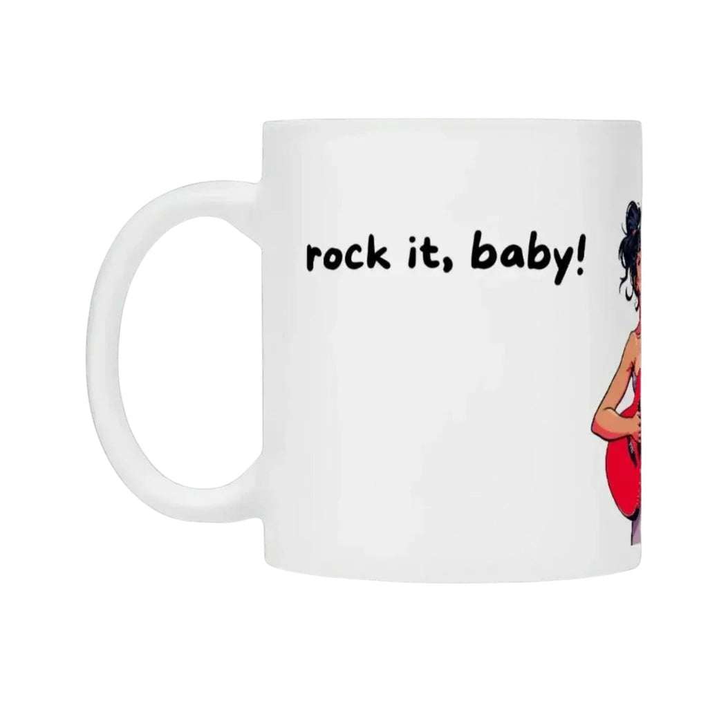 Keramiktasse "rock it, baby", weiß