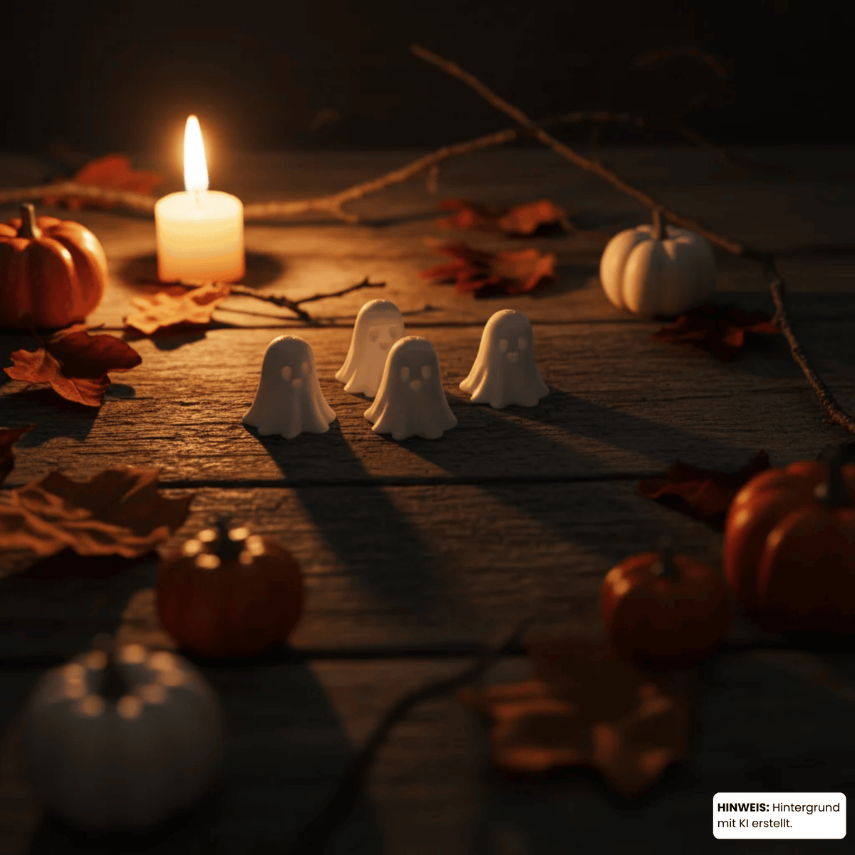 Halloween Geisterfiguren | 3D Druck | Weiß | Mini Deko Set