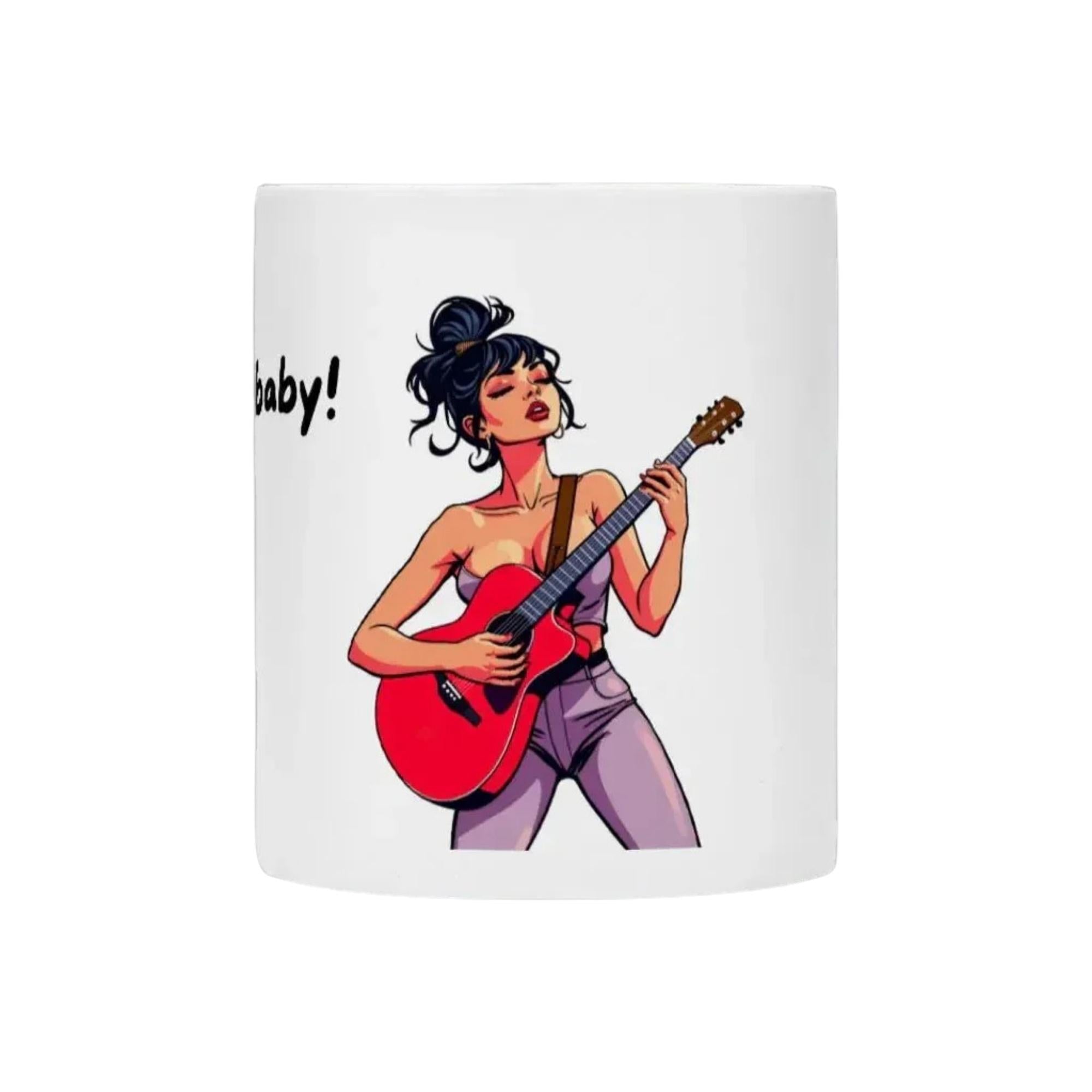 Keramiktasse "rock it, baby", weiß