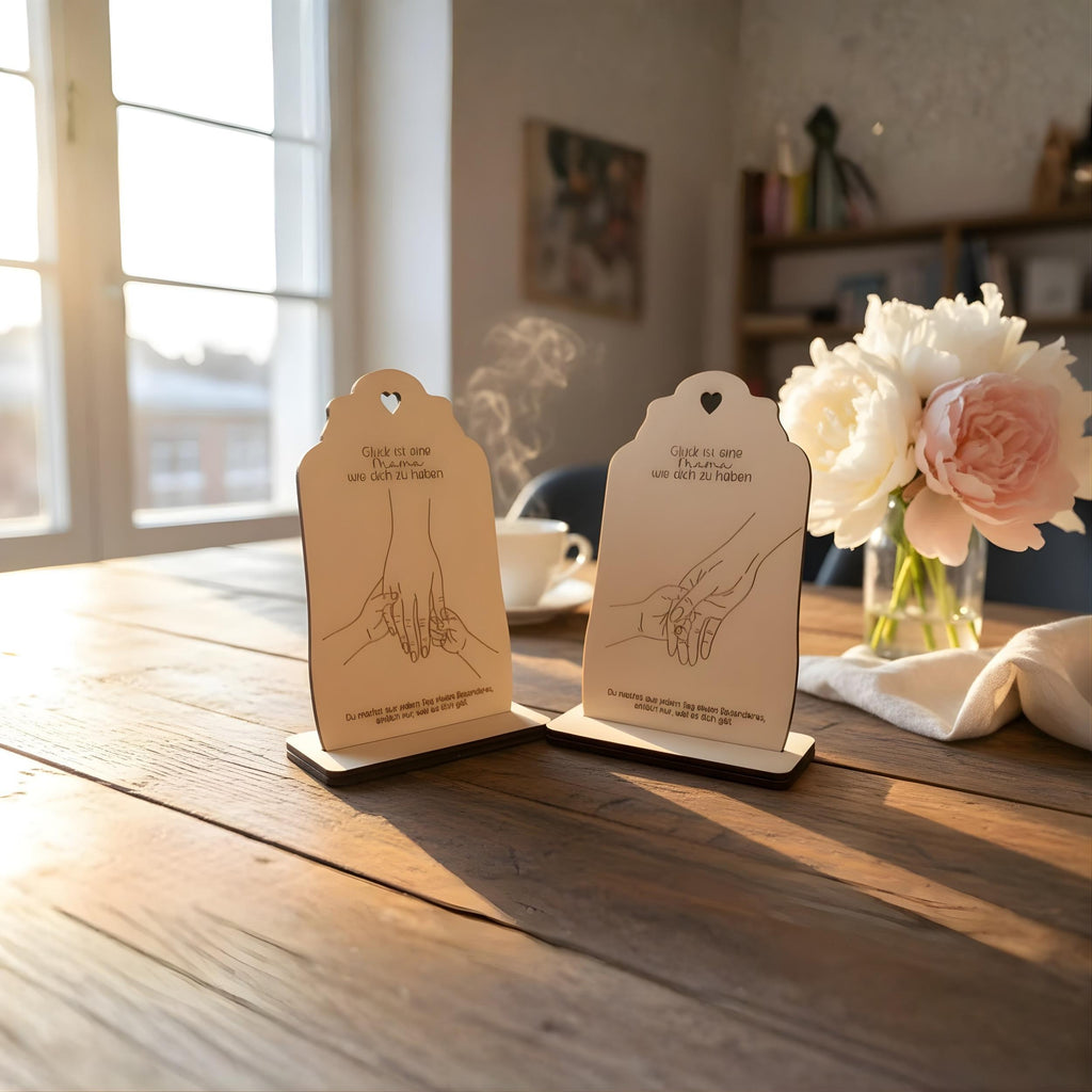 Holz-Aufsteller Muttertag | 2 Hand-Motive | personalisierbar