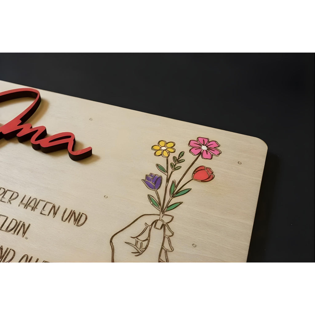 Holz-Geschenkkarte "Oma" | Handgefertigt and personalisierbar