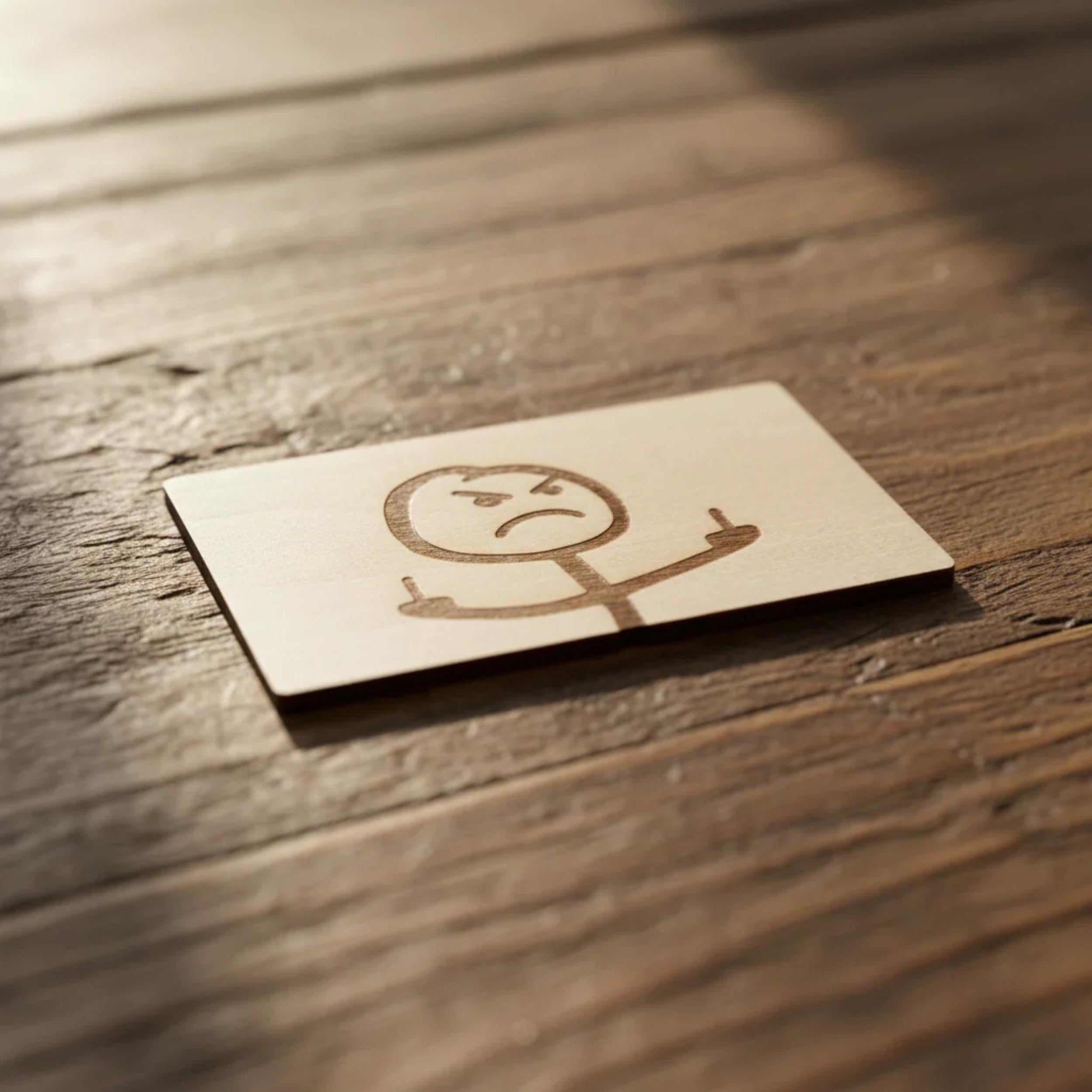 Holzgeschenkkarte mit frecher Grafik | 8,5 x 5,5 cm | personalisiert