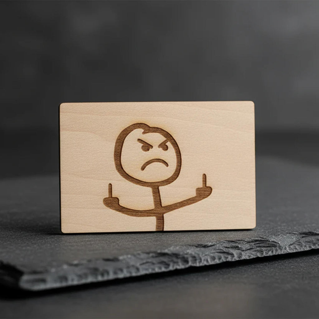 Holzgeschenkkarte mit frecher Grafik | 8,5 x 5,5 cm | personalisiert