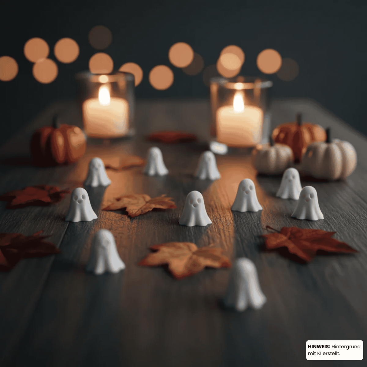 Halloween Geisterfiguren | 3D Druck | Weiß | Mini Deko Set