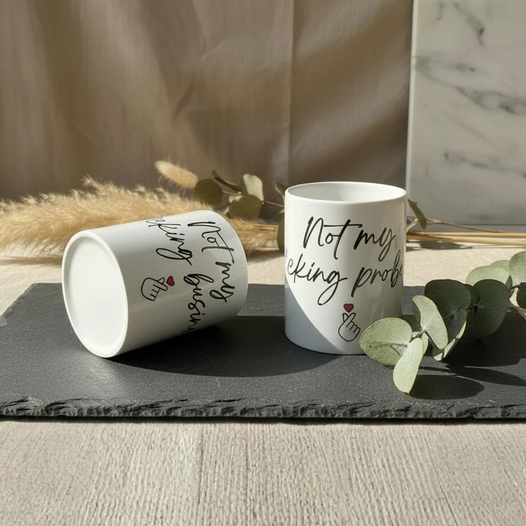 Keramiktasse „not my f*king problem / not my f*cking business“ | 325 ml | Statement-Mug