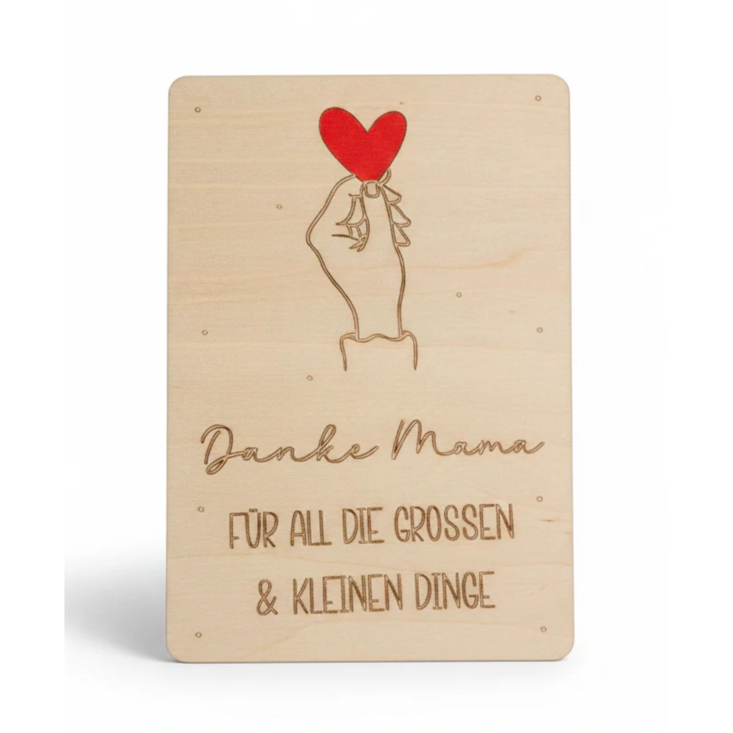 Holzkarte „Danke Mama“ | Muttertagskarte personalisierbar