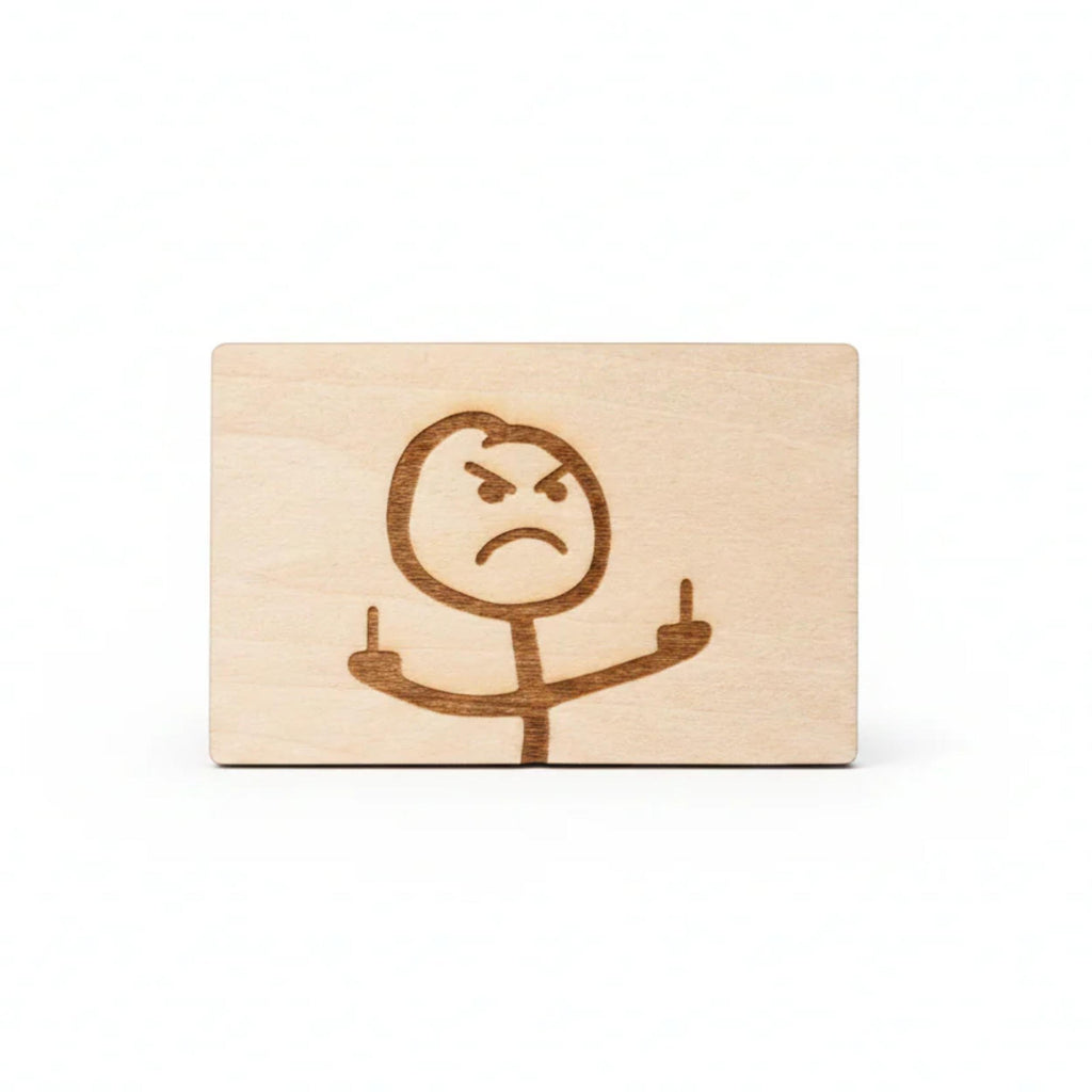 Holzgeschenkkarte mit frecher Grafik | 8,5 x 5,5 cm | personalisiert