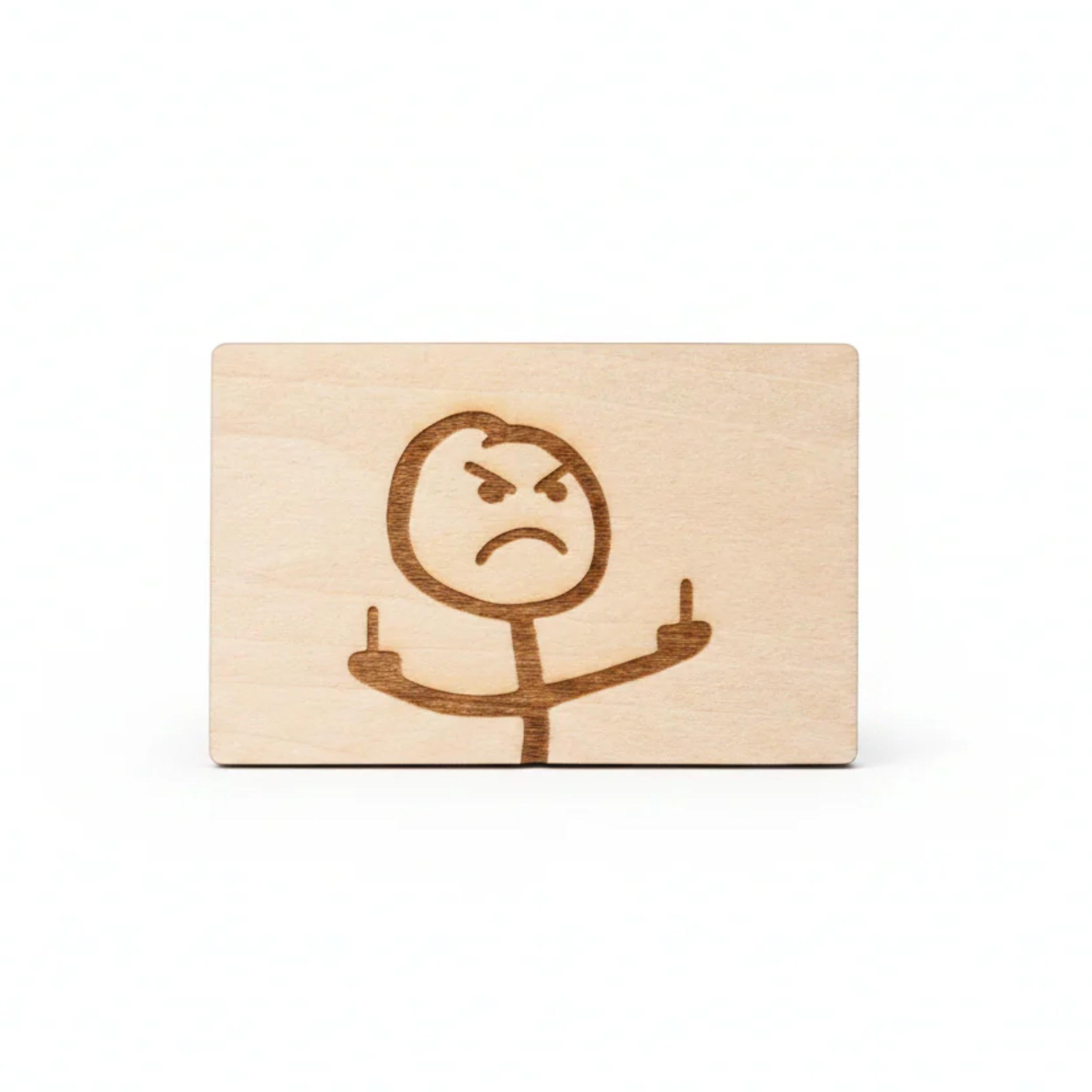 Holzgeschenkkarte mit frecher Grafik | 8,5 x 5,5 cm | personalisiert