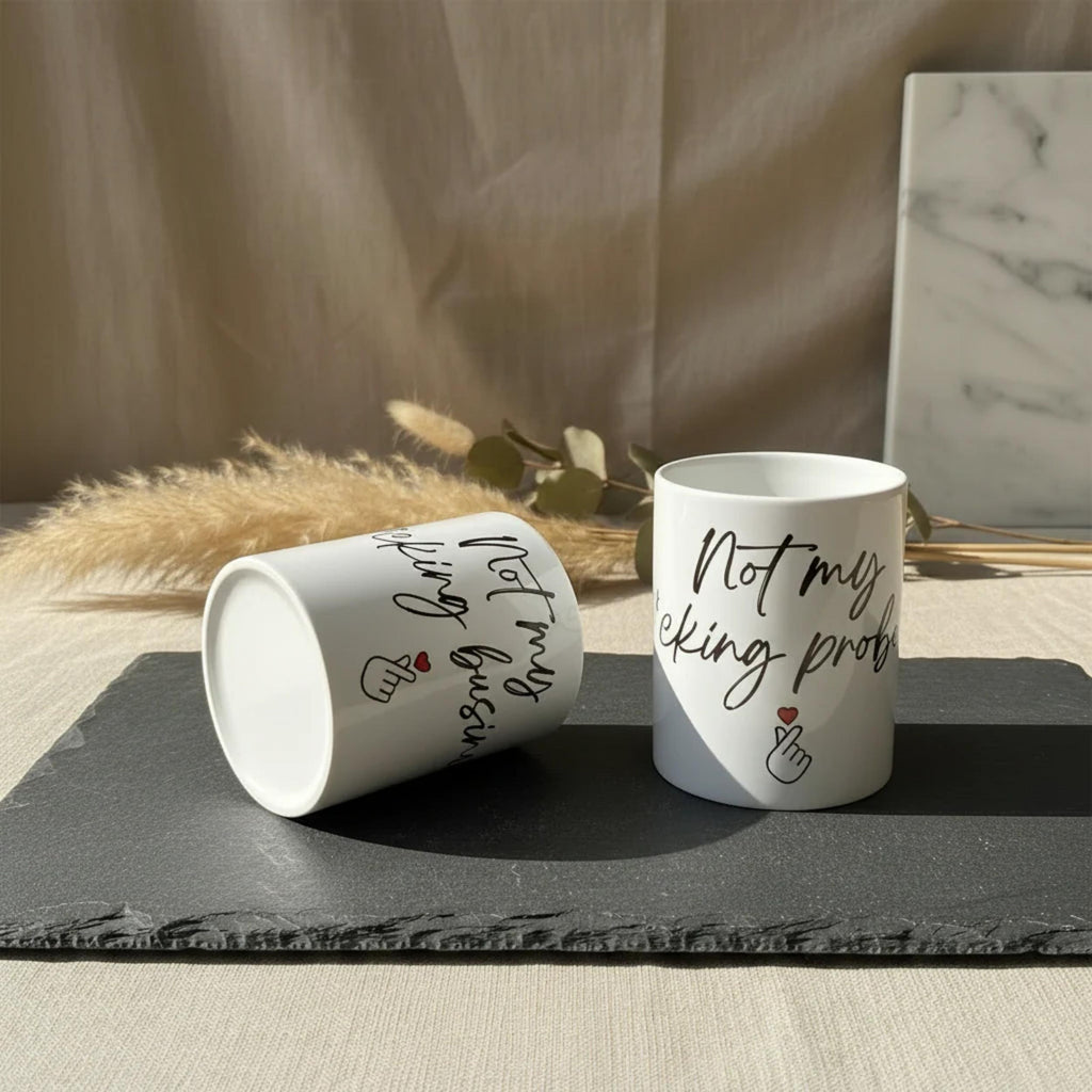 Keramiktasse „not my f*king problem / not my f*cking business“ | 325 ml | Statement-Mug