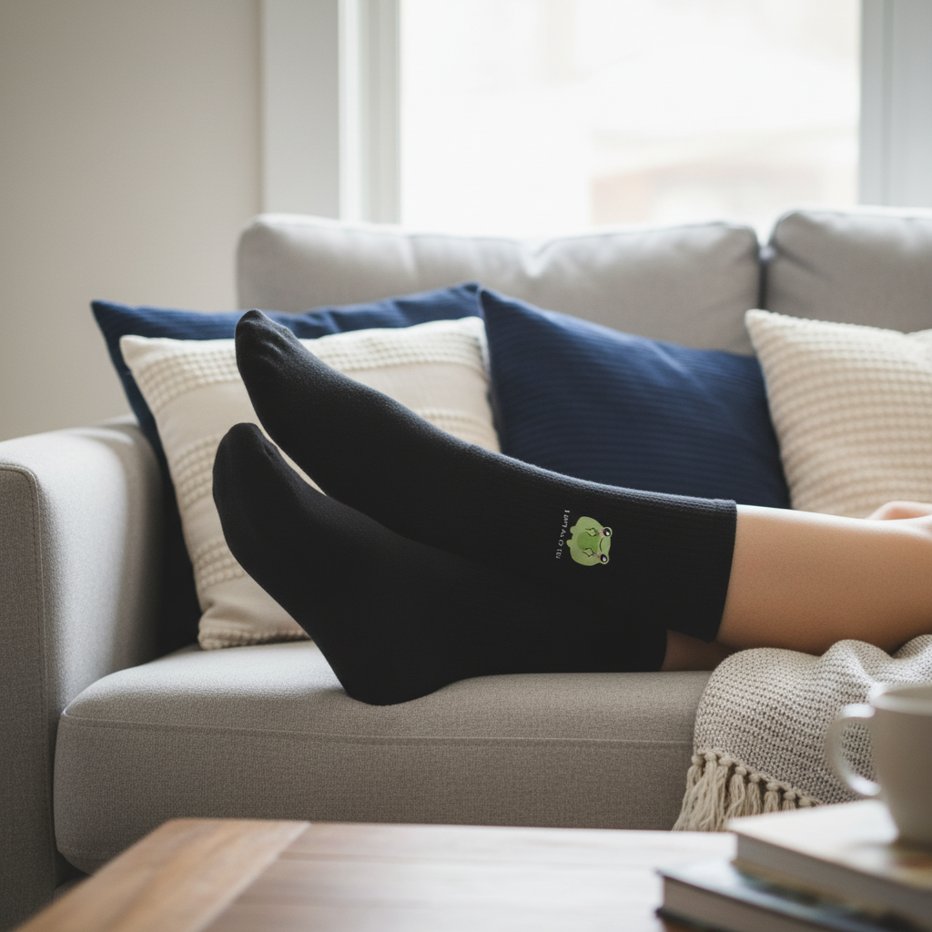 Lustige Frosch-Socken „I Hate All Of You“ | Unisex Baumwollsocken in Schwarz & Weiß