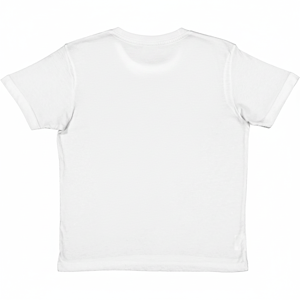 Weißer kinder t-shirt aus baumwolle mit rundhals und kurzärmeln personalisiert mit namen für geburtstag und schule