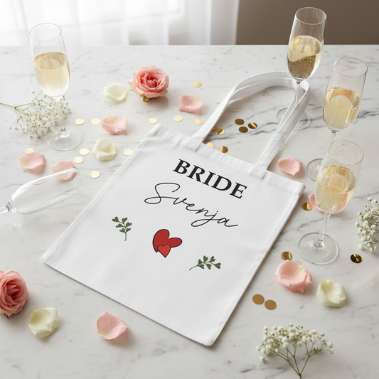 Personalisierter JGA Jutebeutel - Dunkler Humor für Braut & Team Bride - Lustige Junggesellenabschied Tasche für den Bräute-Trip