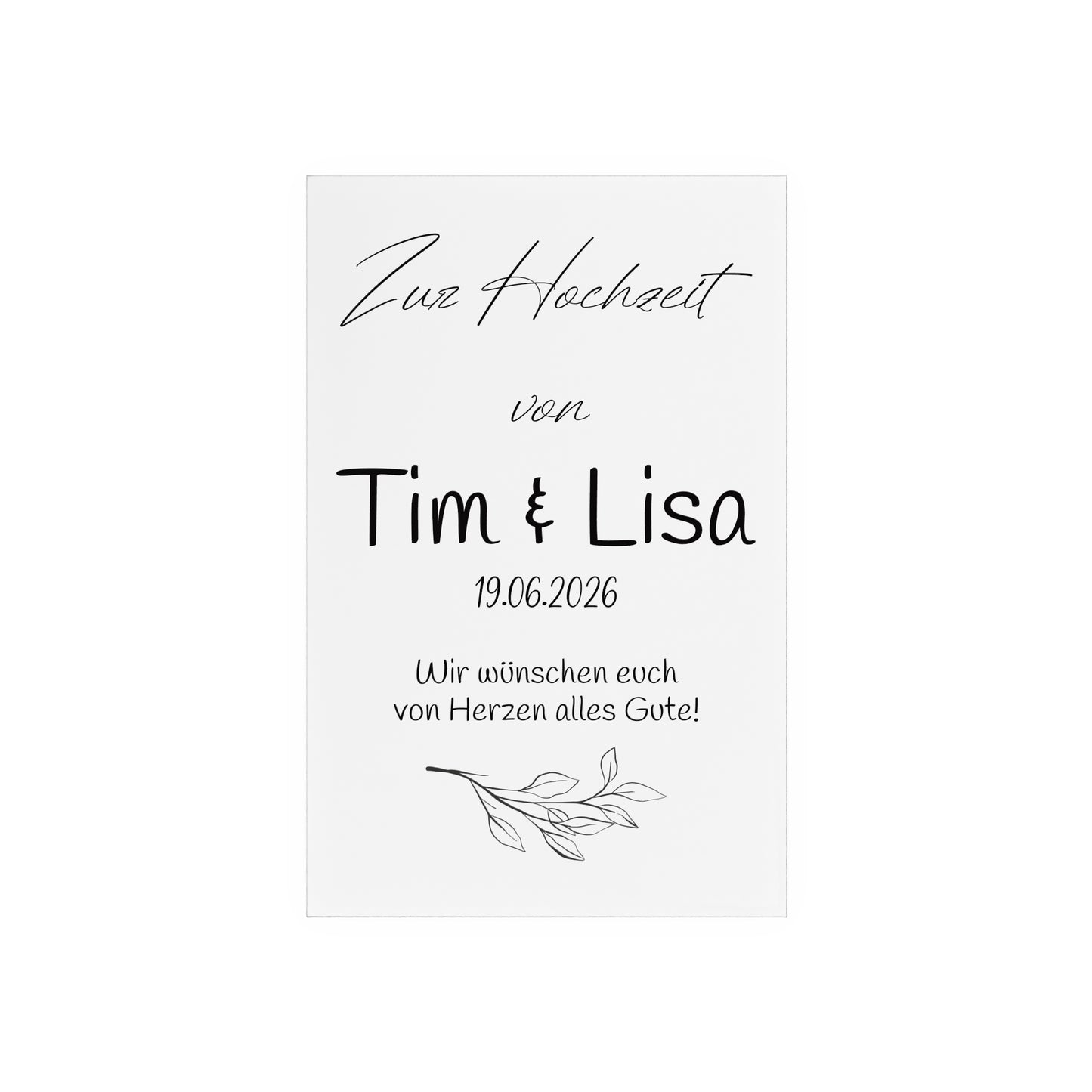 Personalisierte Acryl Tafel zur Hochzeit, mit Holzsockel - Daten Schild zur Hochzeit Geschenk zur Hochzeitsfeier