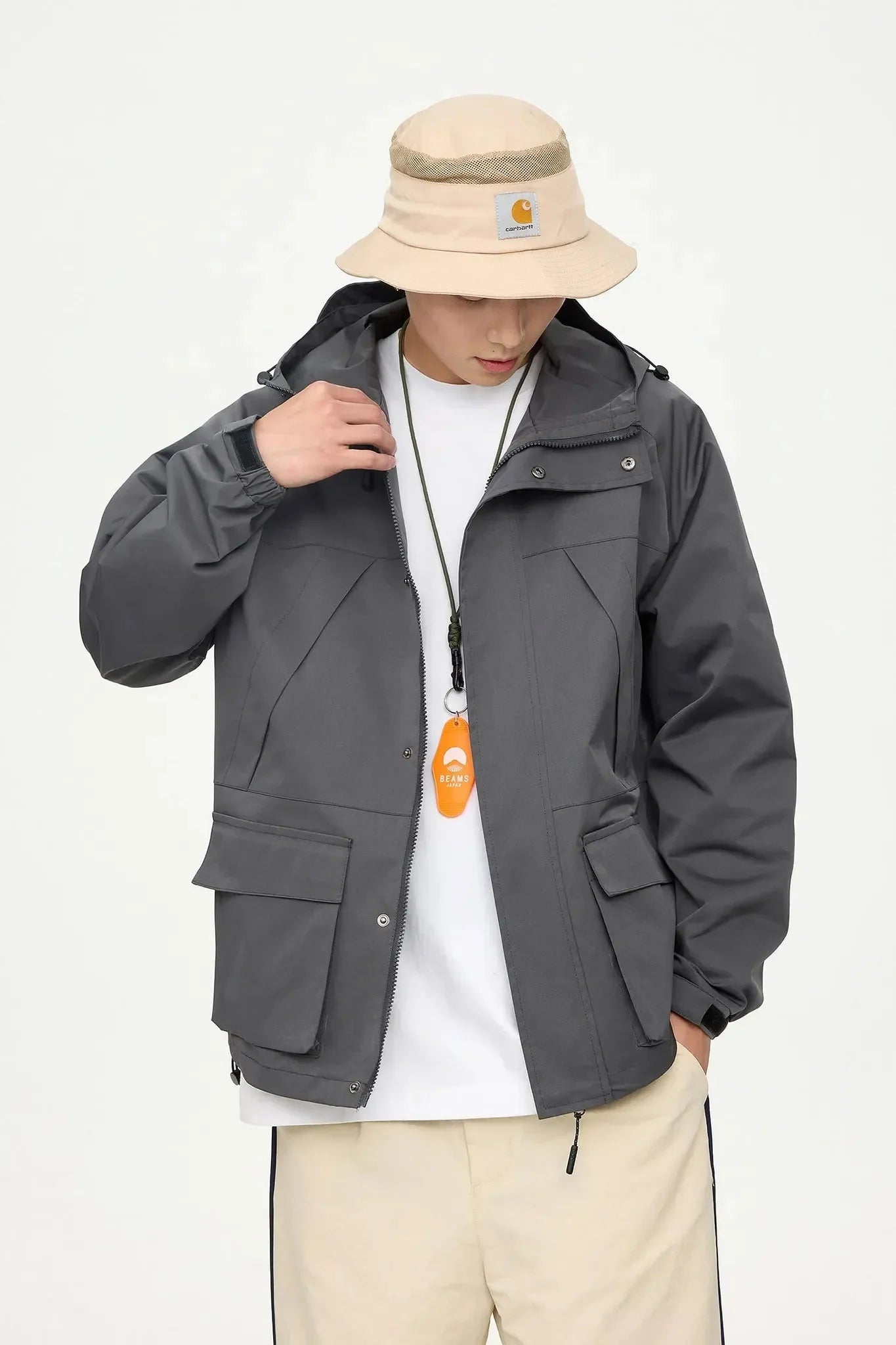 Wasserdichte Regenjacke in Grau