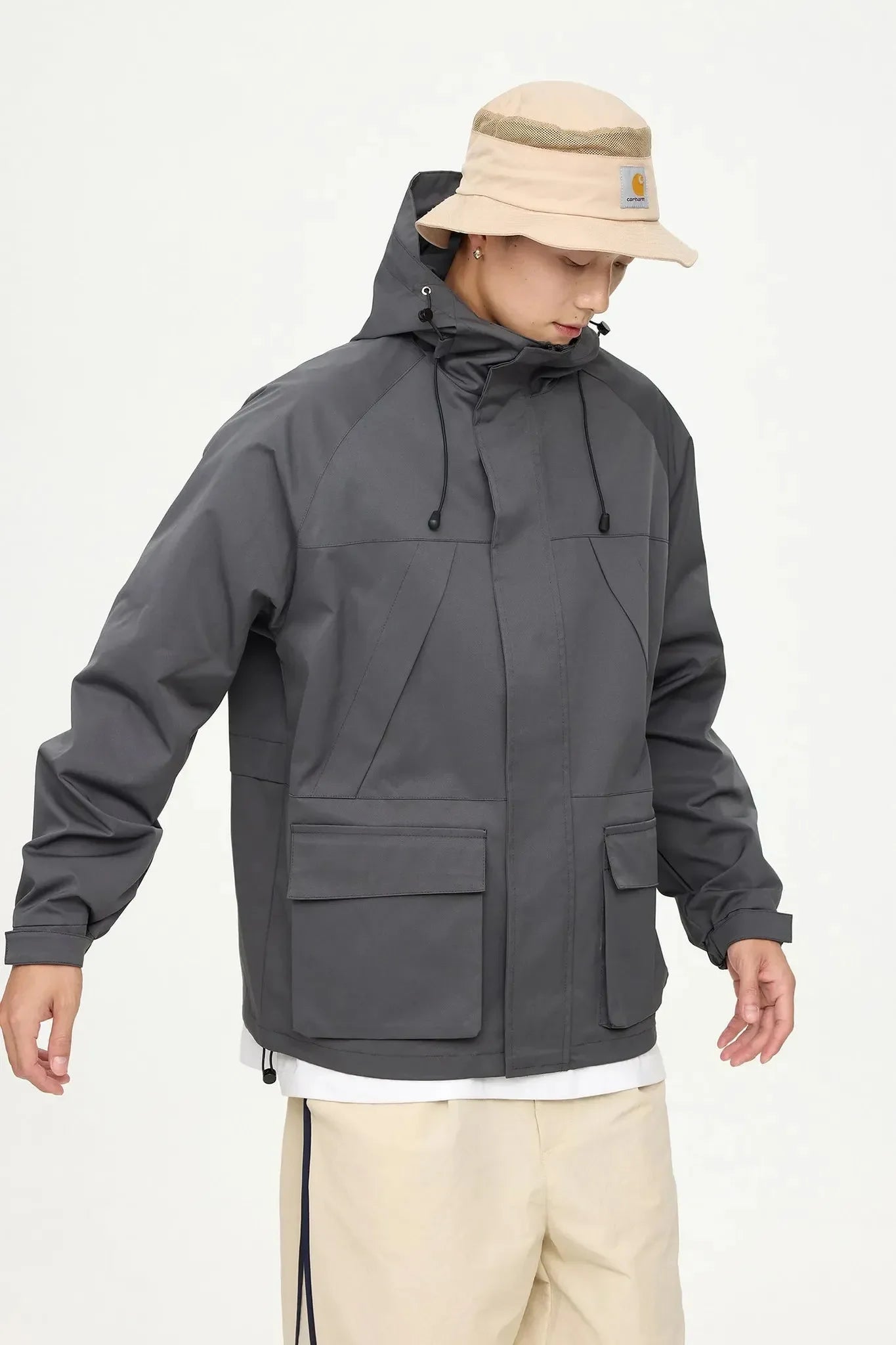 Wasserdichte Regenjacke in Grau
