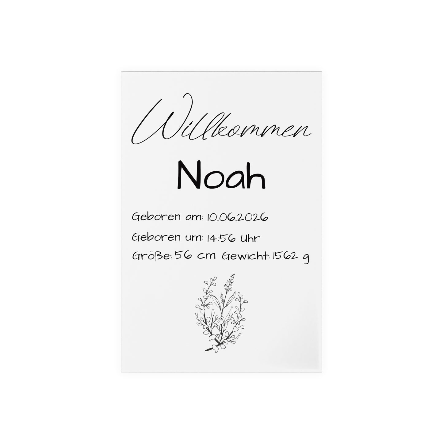 Personalisierte Acryl Tafel Geburt mit Holzsockel - Baby Daten Schild zur Geburt, Geschenk zur Babyshower, Kinderzimmer Deko