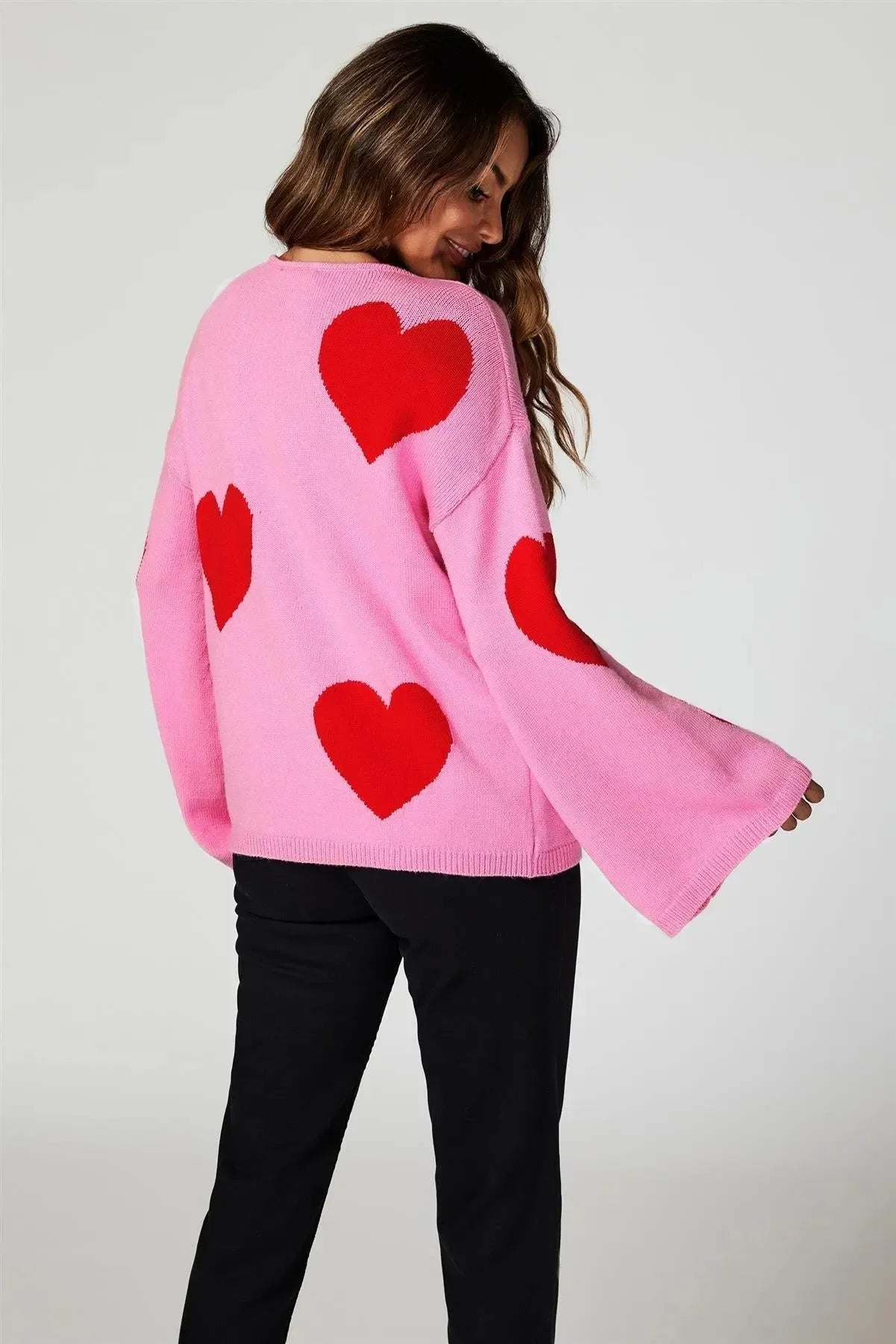 Wide Sleeve Oversize Pullover mit Herzen