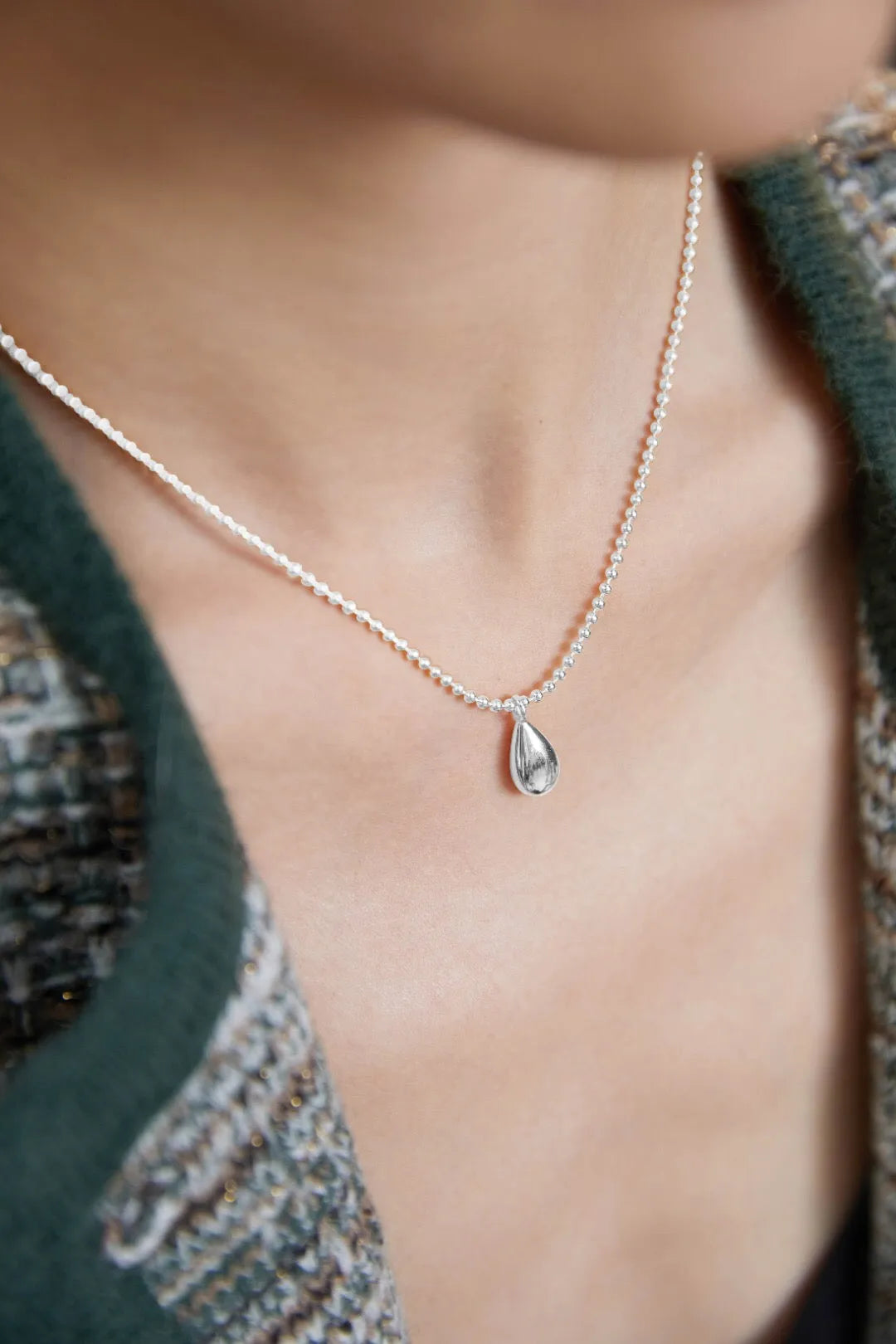 Halskette "Hildegard", Tropfenform, vergoldet oder Silber