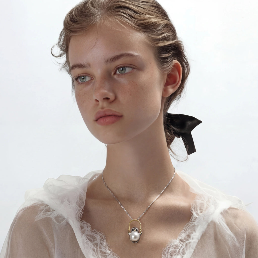 Eulen Halskette, silber