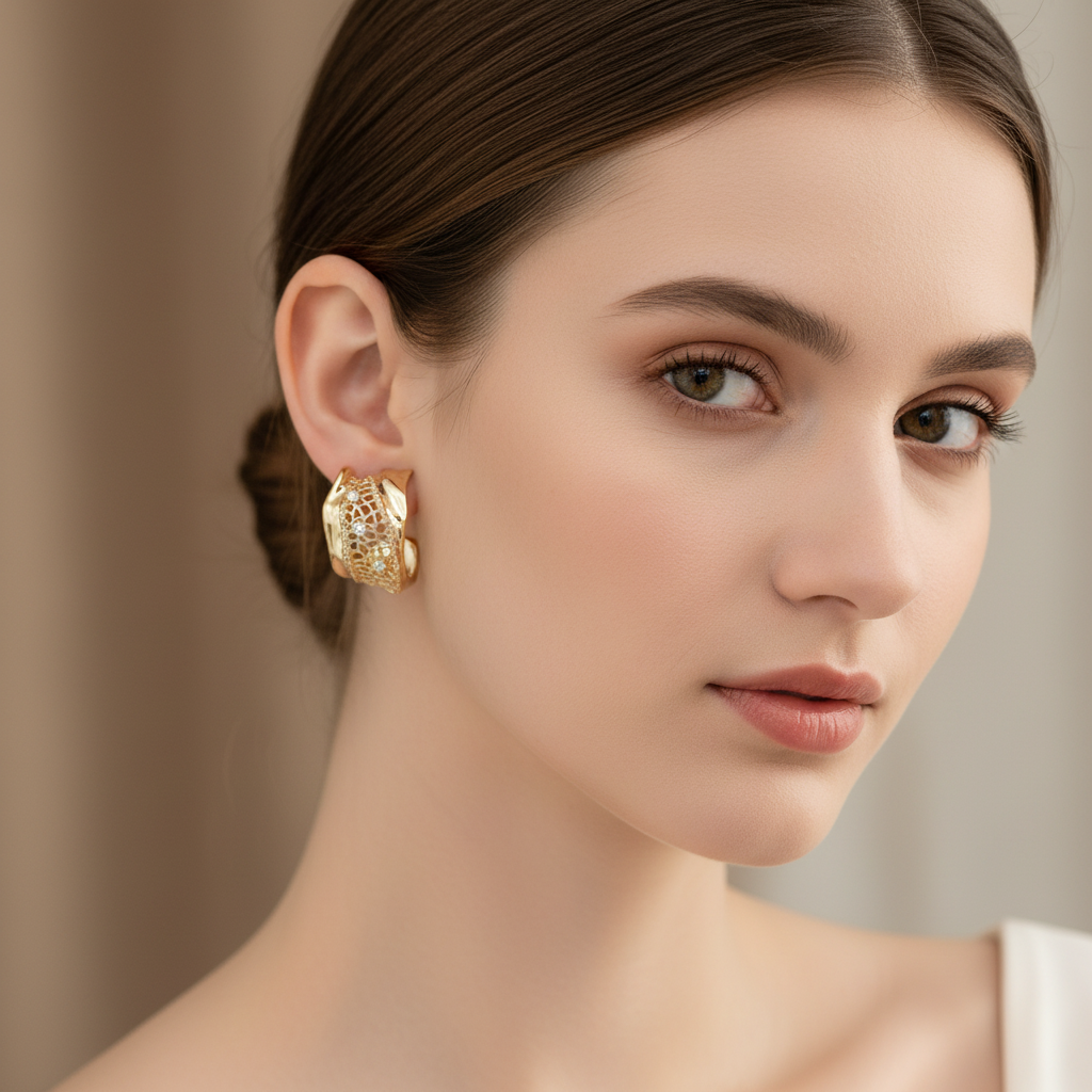 Lattice Light Creolen | 18K vergoldetes Eco-Messing & Zirkonia