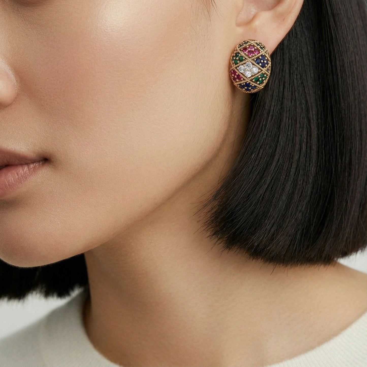 Mosaic Dream Ohrstecker | 18K vergoldetes Eco-Messing & Zirkonia