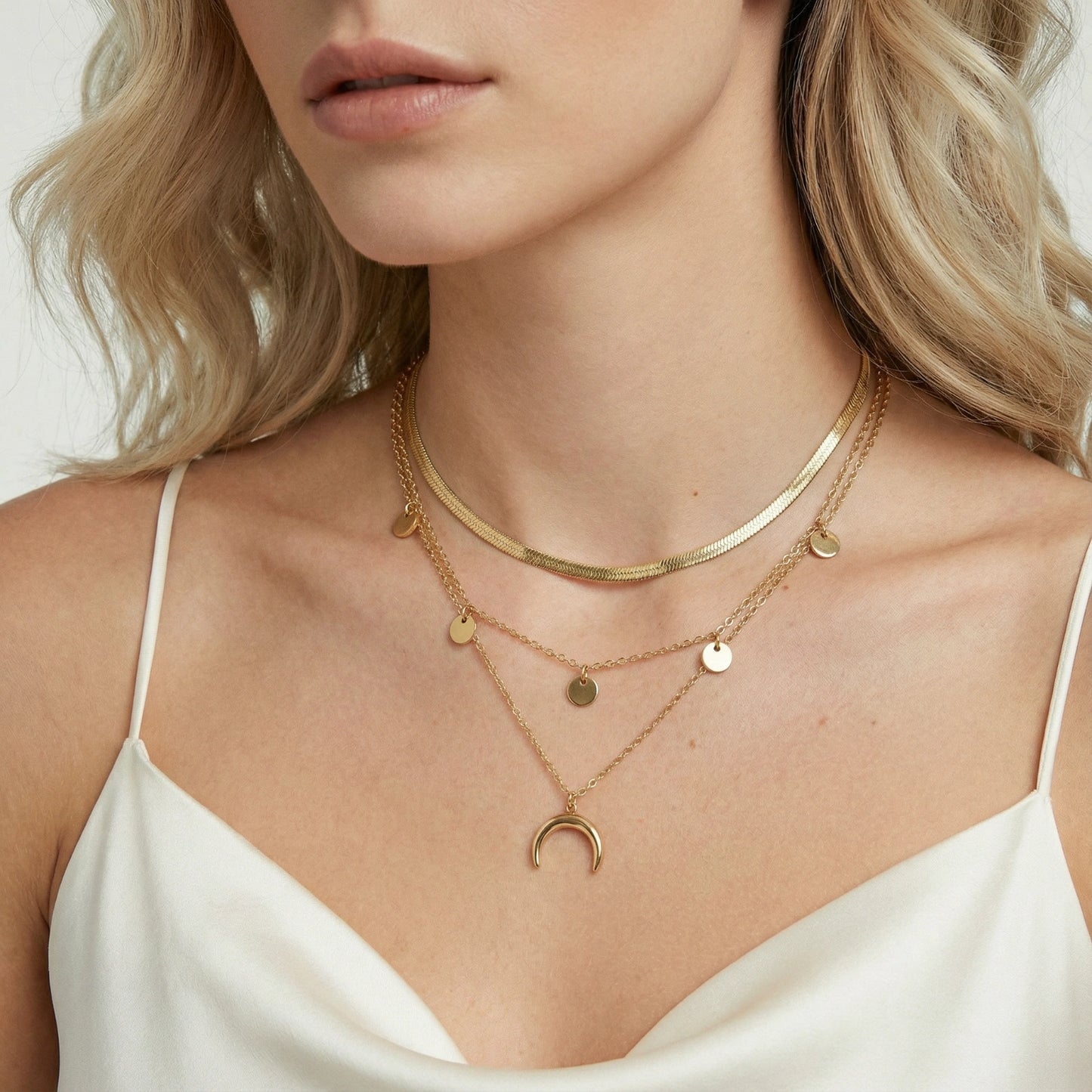 Golden Crescent Layer-Set | 14K vergoldeter Edelstahl