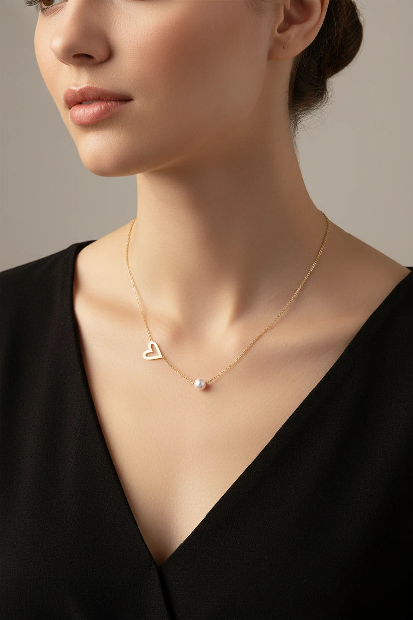 Pearl Heart Embrace Halskette