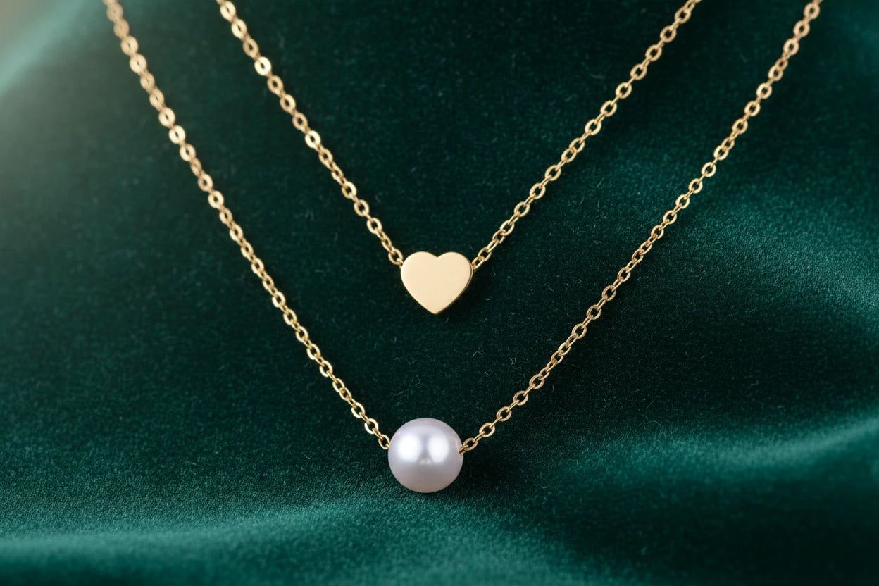 Heart & Pearl Layers Halskette