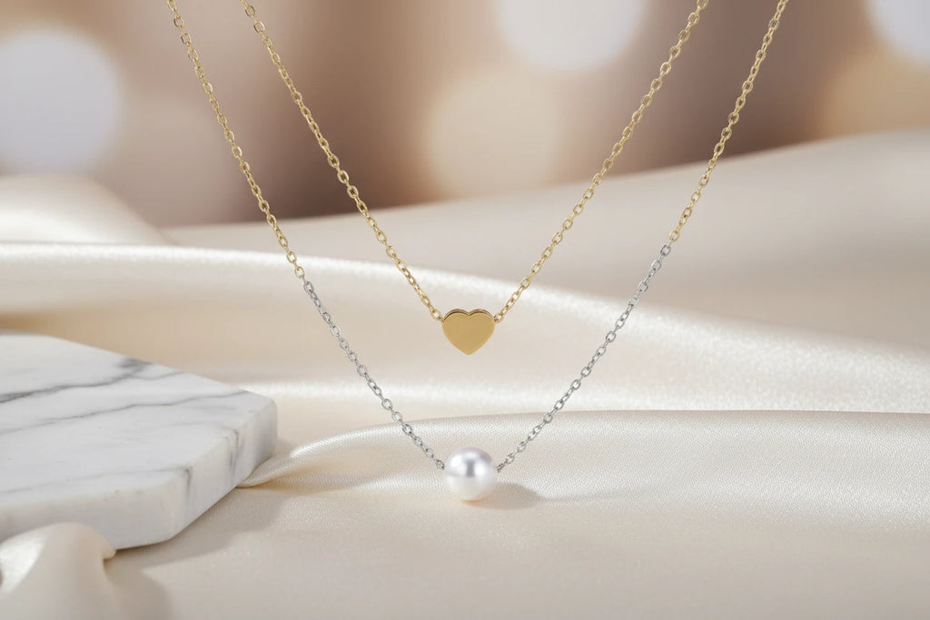 Heart & Pearl Layers Halskette