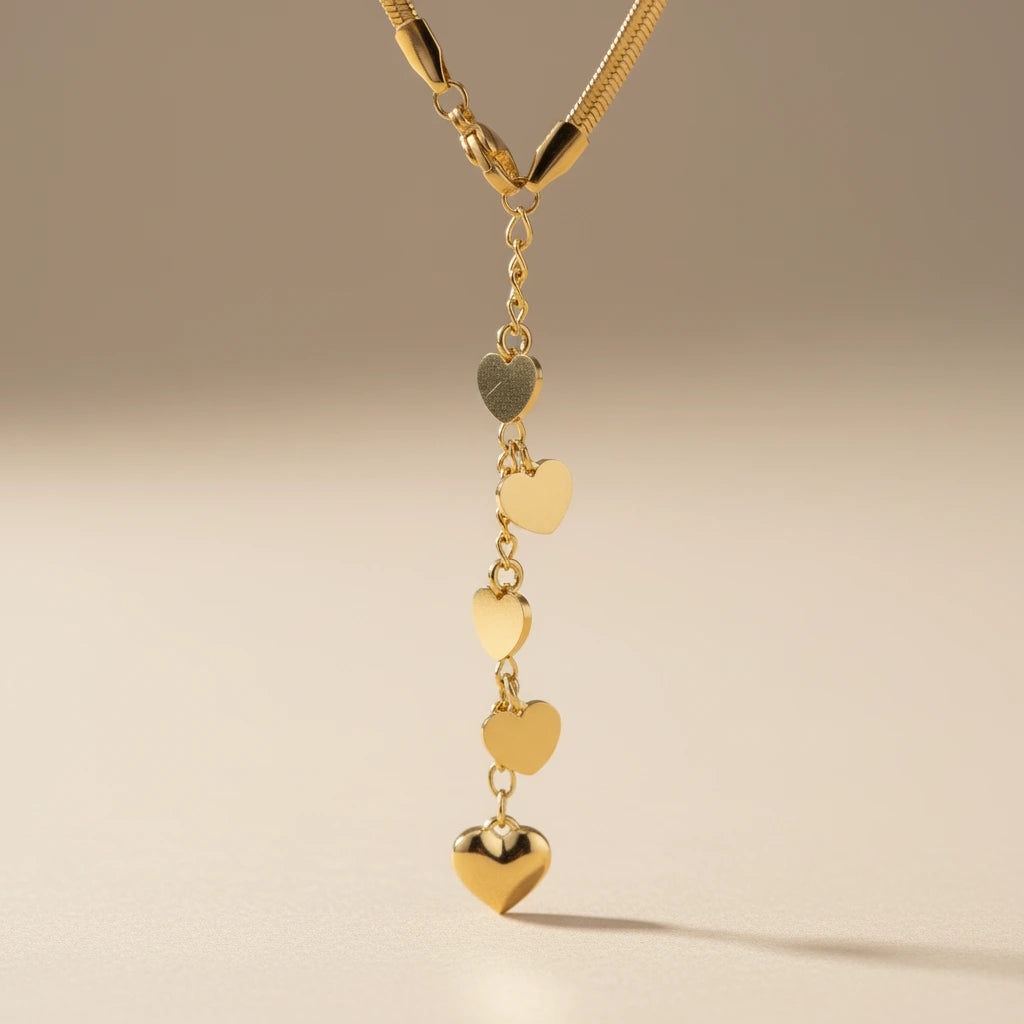 Golden Hearts Cascade Halskette