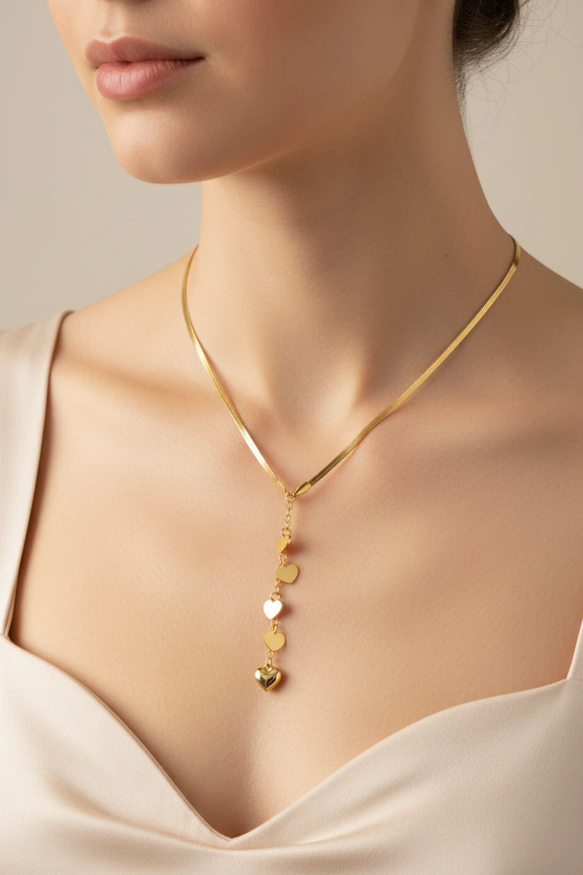 Golden Hearts Cascade Halskette