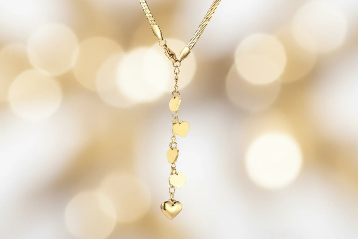 Golden Hearts Cascade Halskette