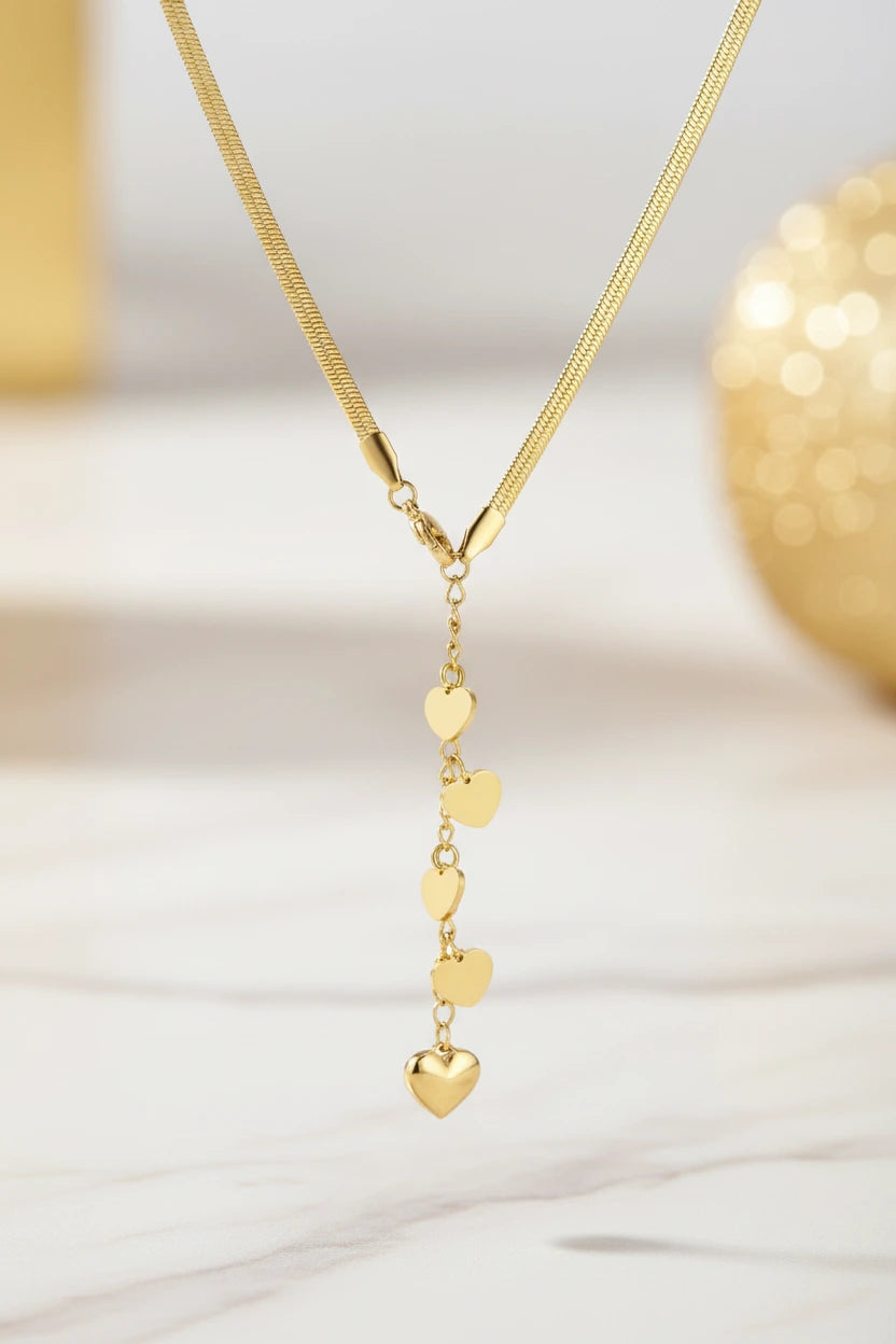 Golden Hearts Cascade Halskette