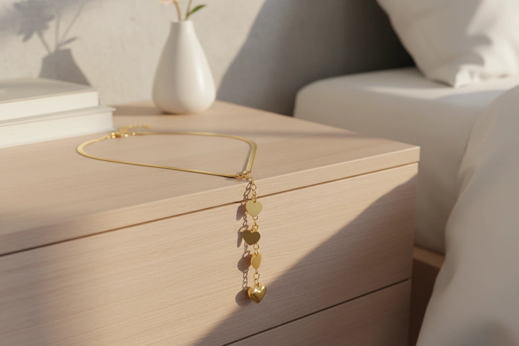 Golden Hearts Cascade Halskette