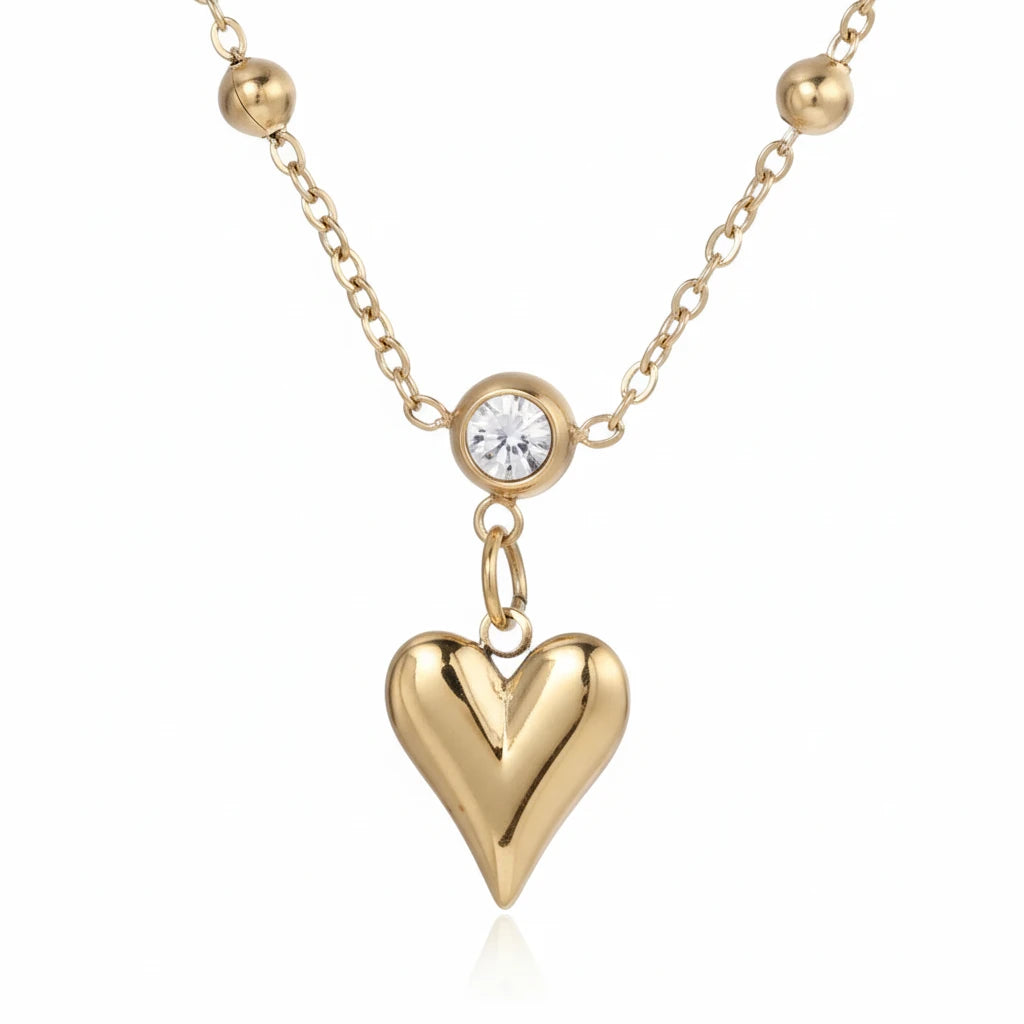 Crystal Heart Charm Halskette