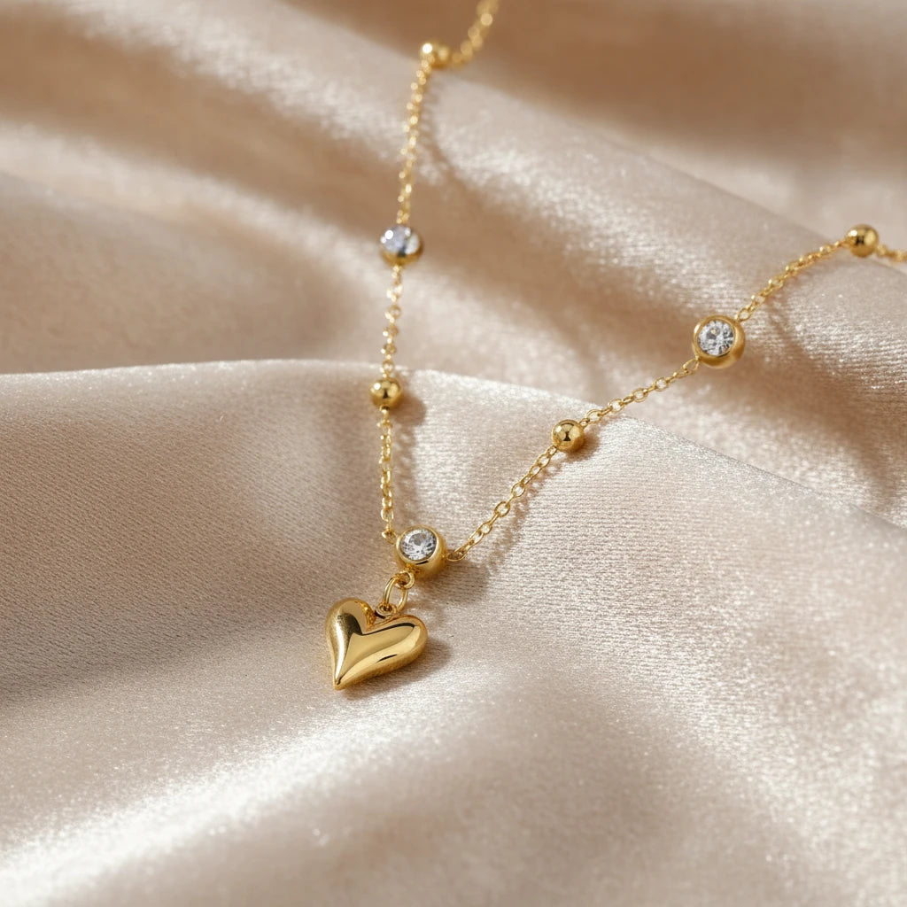 Crystal Heart Charm Halskette