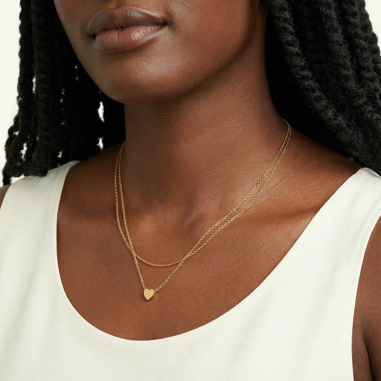 Layered Heart Halskette | 18K vergoldeter Edelstahl