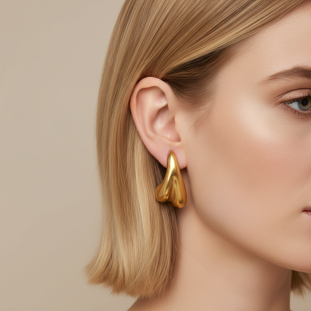 Sculpted Drop Ohrringe | 14K vergoldeter Edelstahl