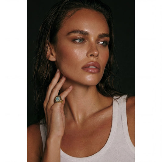 Medusa-Ring | 18K vergoldetes Eco-Messing & türkisfarbene Zirkonia