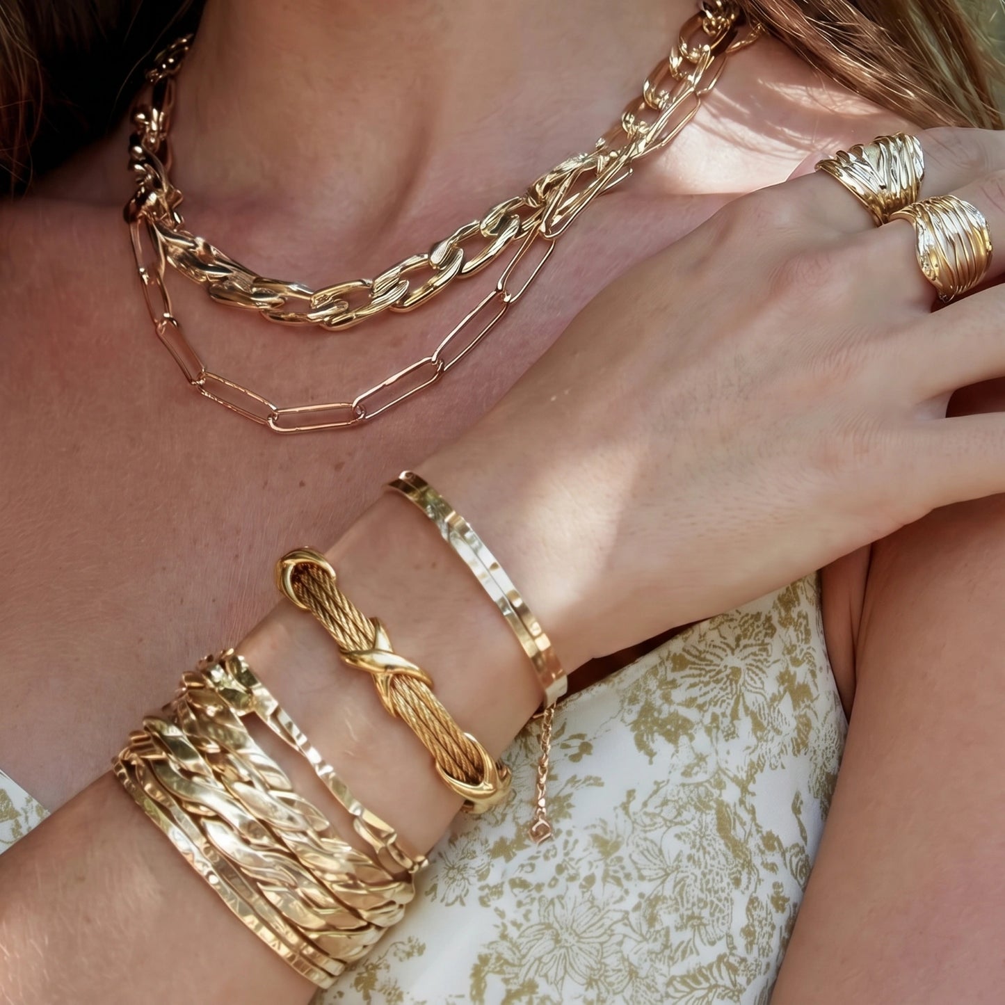 Kreuzknoten-Kabelarmband | 18K vergoldeter Edelstahl