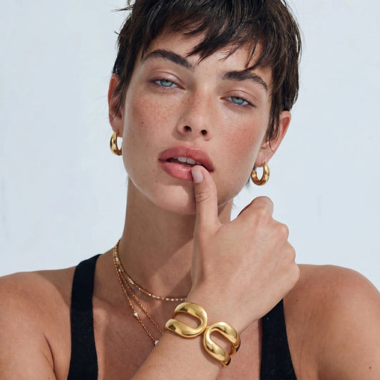 Offene Statement-Manschette | 18K vergoldeter Edelstahl
