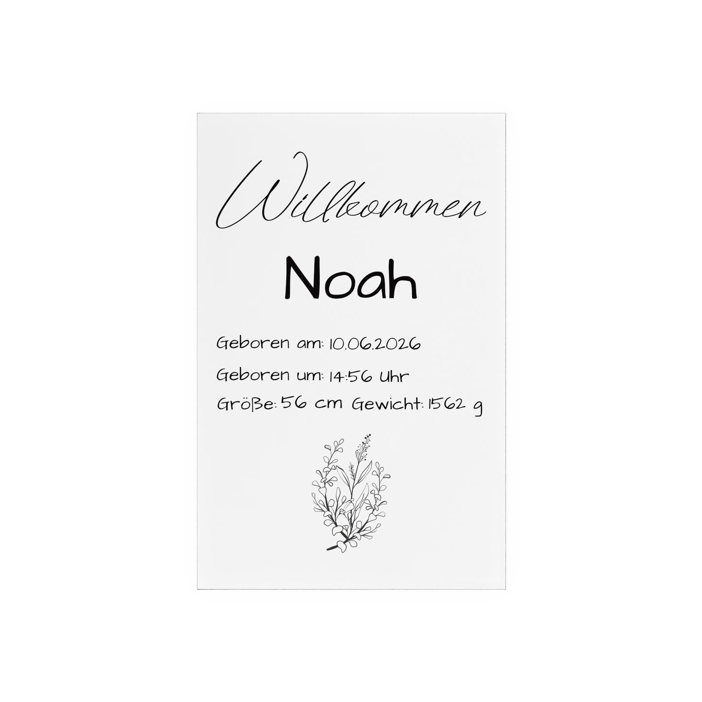 Personalisierte Acryl Tafel Geburt mit Holzsockel - Baby Daten Schild zur Geburt, Geschenk zur Babyshower, Kinderzimmer Deko